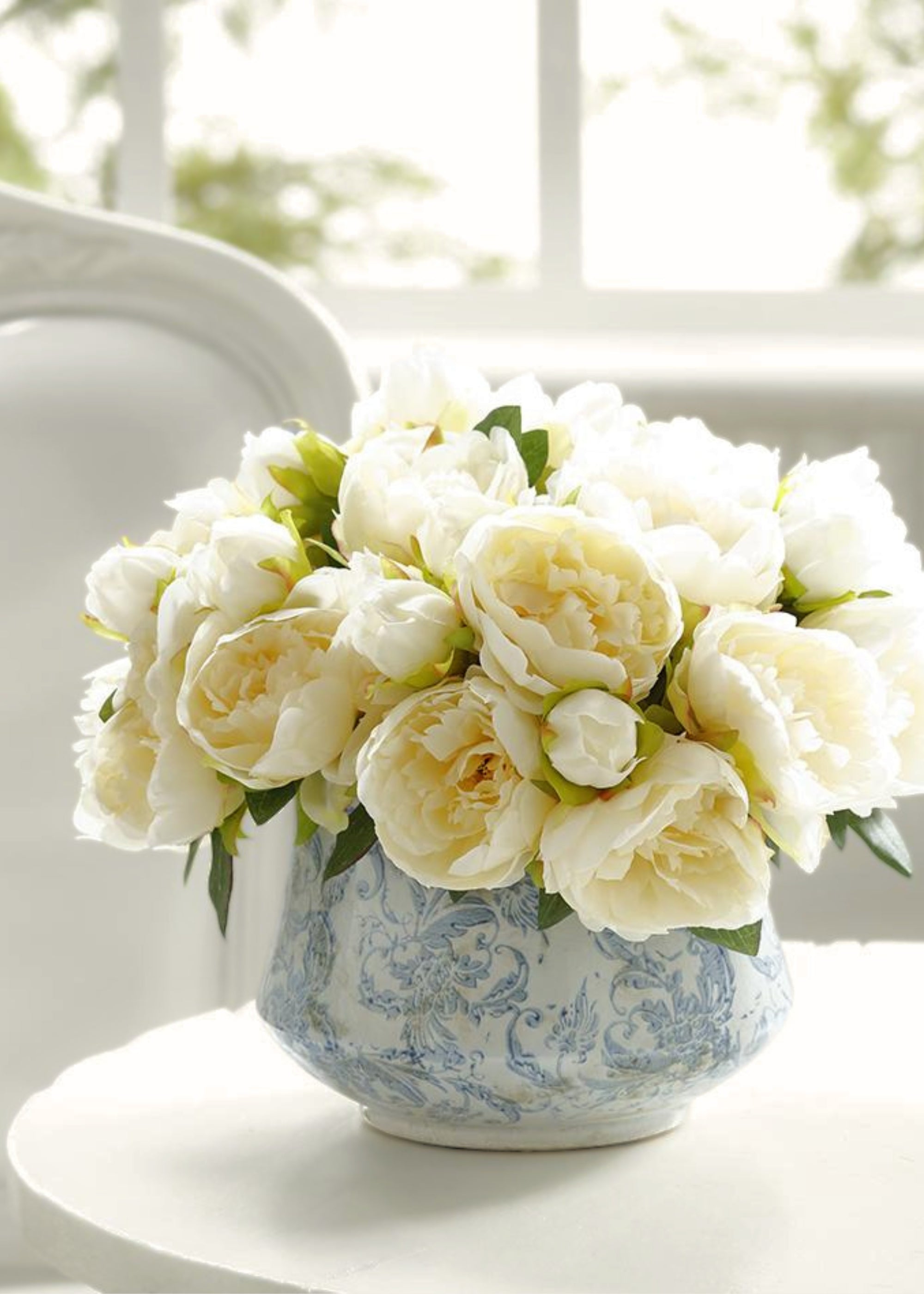 Artificial Peony Flower Bouquet in Cream - 9
