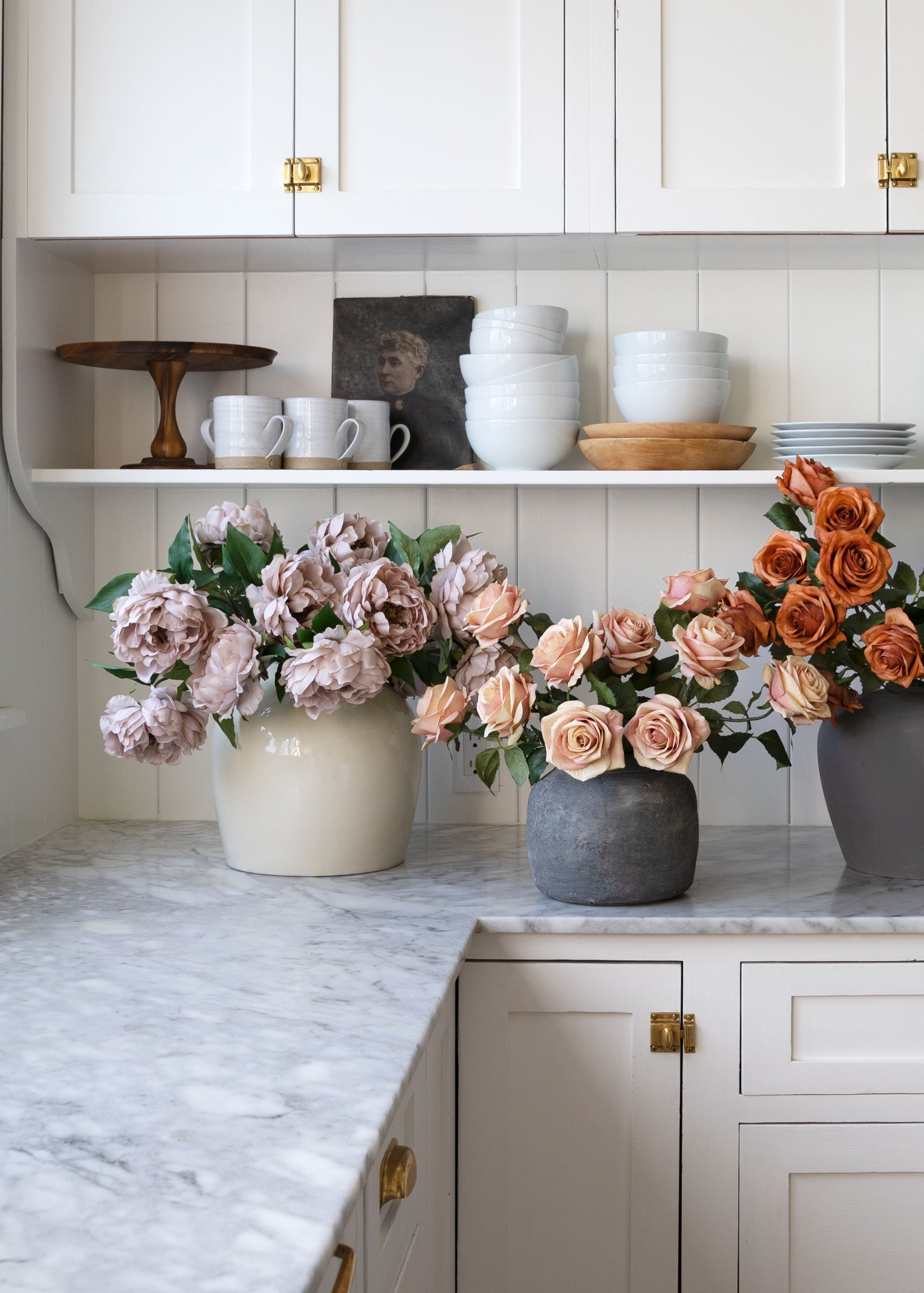 Artificial Peony Flower in Mauve Beige - 18.5