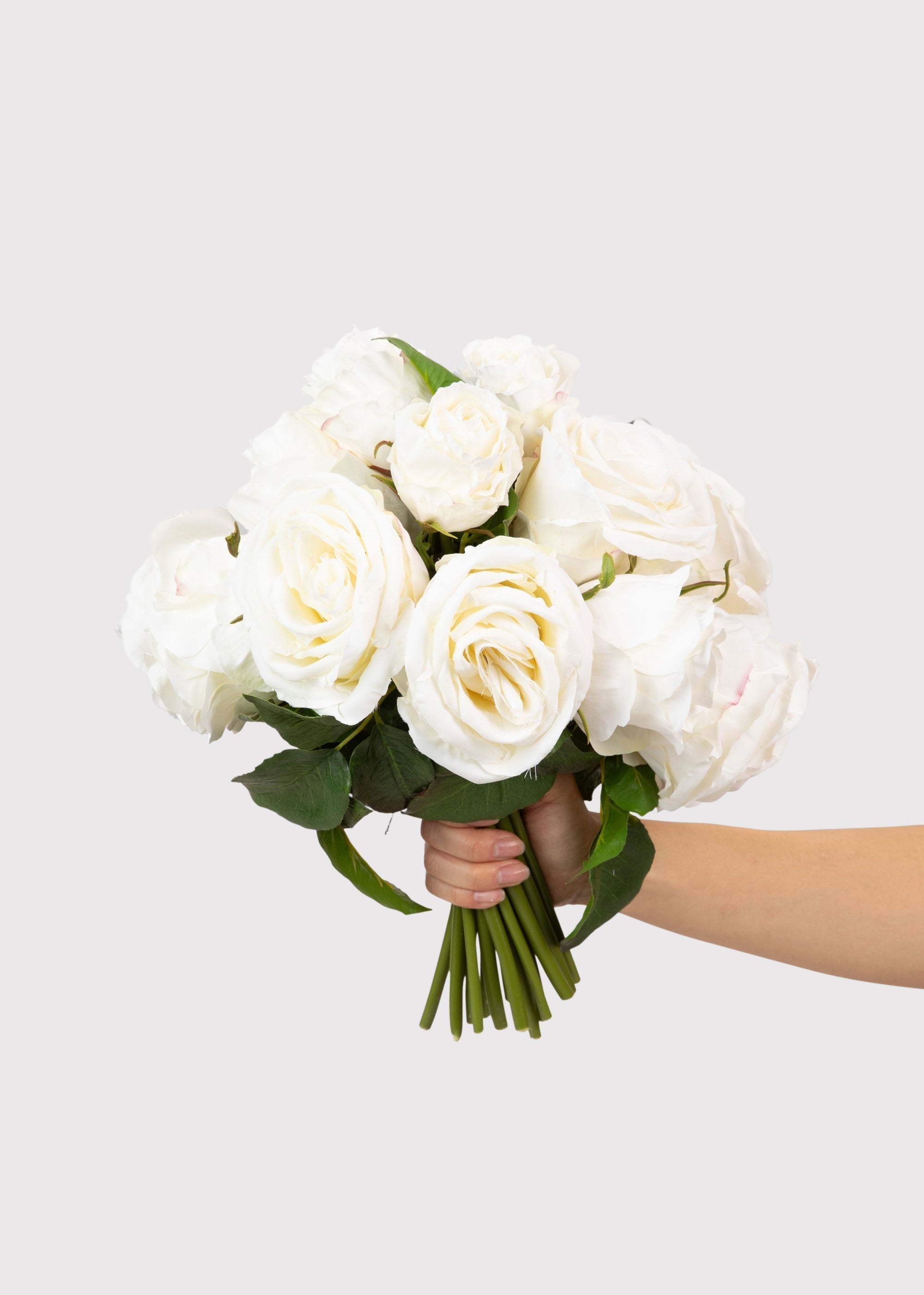 Premium Faux-Ever Rose Bouquet in Cream - 12