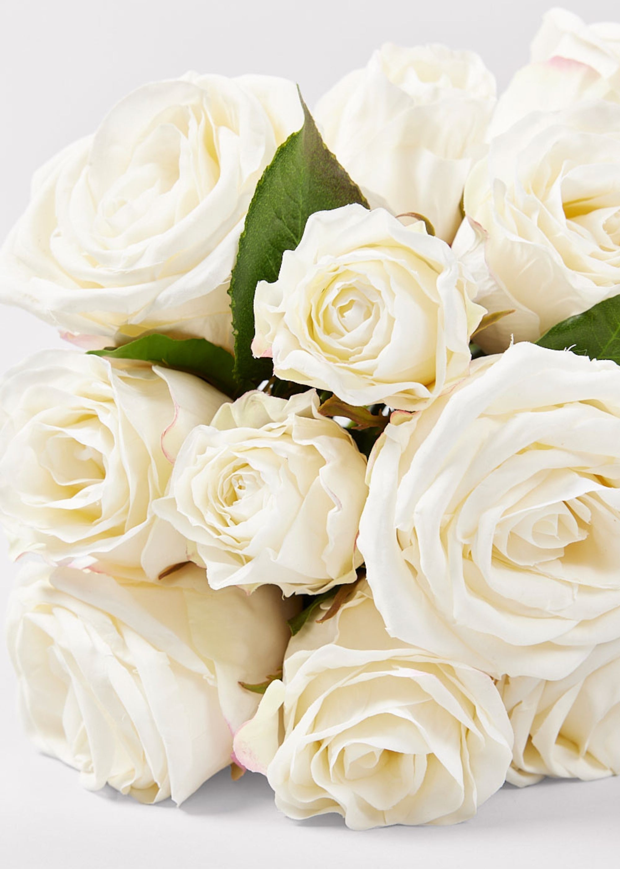 Premium Faux-Ever Rose Bouquet in Cream - 12