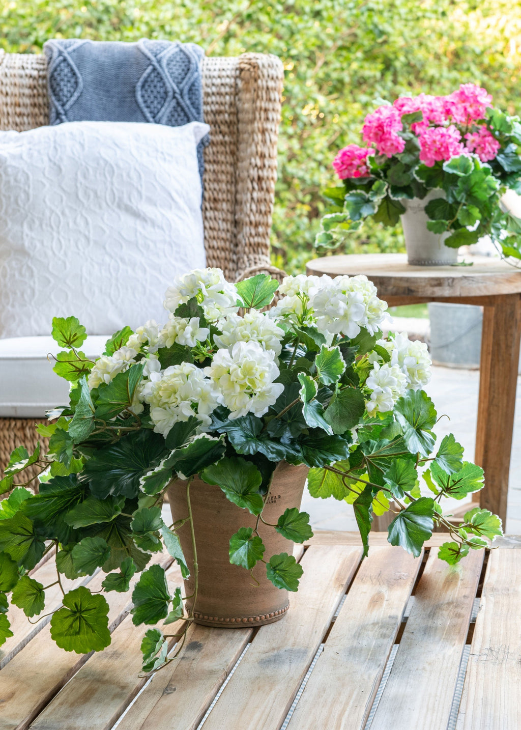 Outdoor Artificial Flowers | Water Resistant Outdoor Geranium Bush - 18