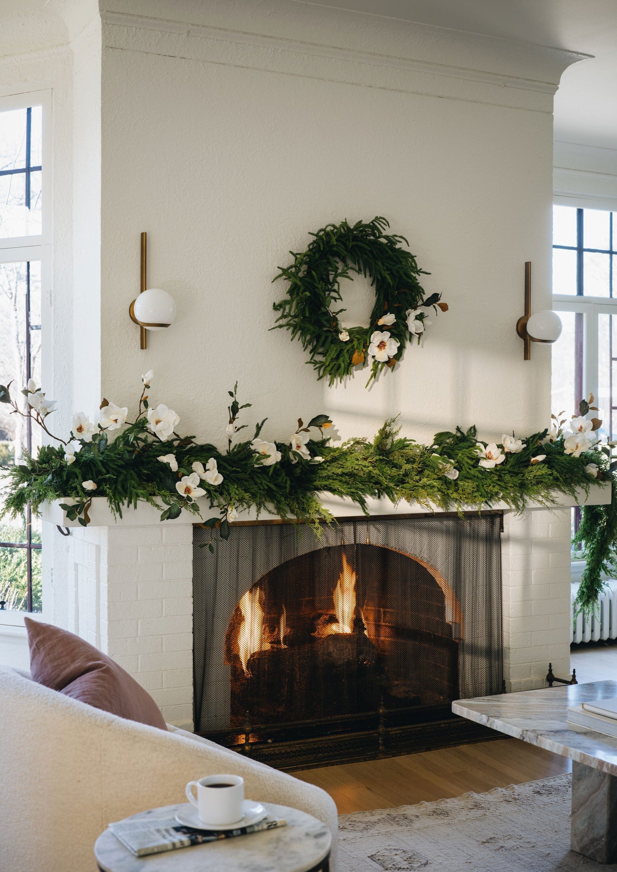 SAVE- Cream Magnolia Fake Flower Branch - 35