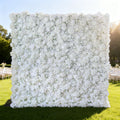 Valar Flowers Presents: White Blossom Bliss – A Dense Array of Roses in an Artificial Fabric Flower Wall-VF-157