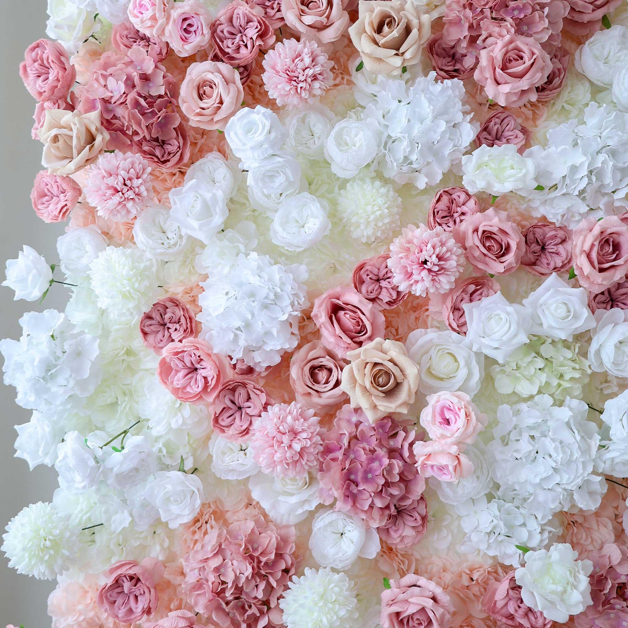 Romantic Floral Backdrop - Blush Nude and White Artificial Flower Wall for Weddings. Events. and Special Occasions-VF-418-2