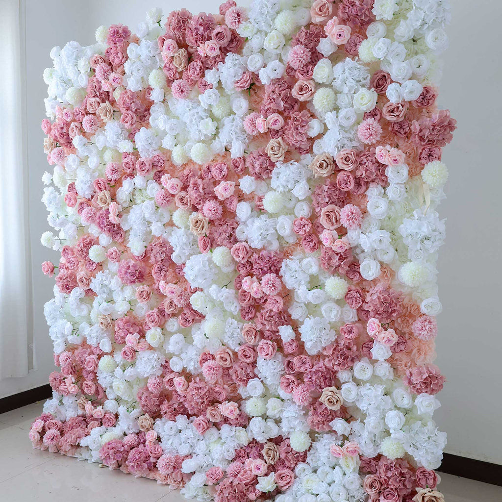 Romantic Floral Backdrop - Blush Nude and White Artificial Flower Wall for Weddings. Events. and Special Occasions-VF-418-2