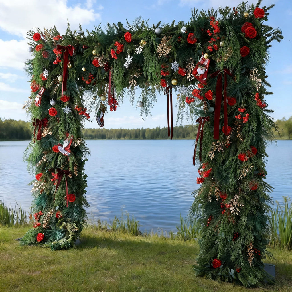 ValarFlowers Christmas Themed Floral Arch: A Festive. Enchanting Masterpiece for Holiday Celebrations-VF-491-1