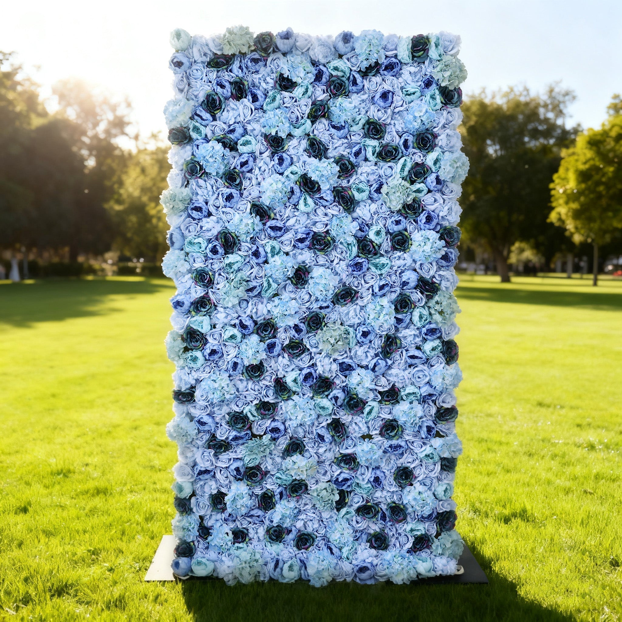 ValarFlowers Blue & Teal Floral Extravaganza Wall: A Captivating. Ocean-Inspired Masterpiece for Memorable Celebrations-VF-549