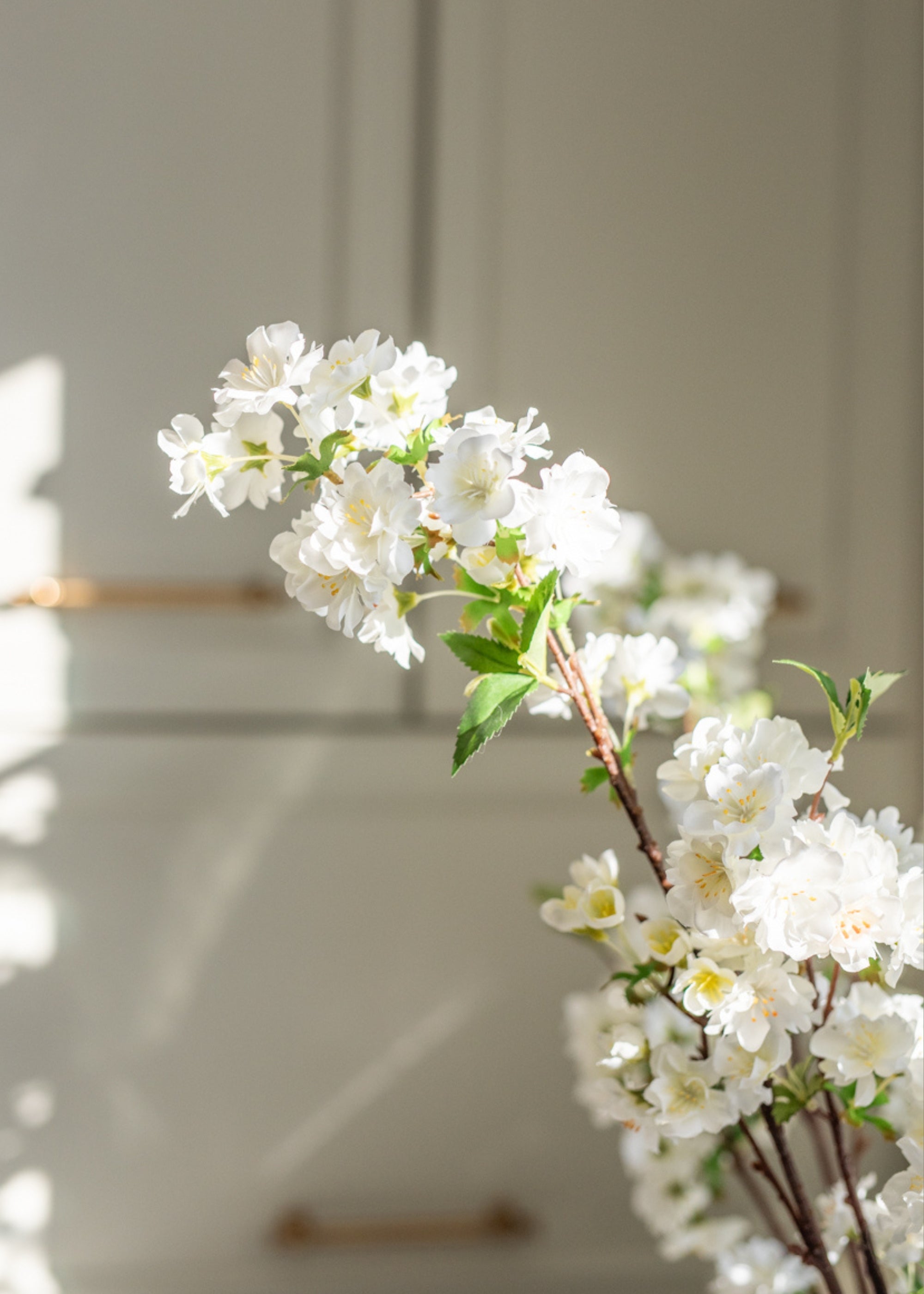 Cream White Artificial Cherry Blossom Branch - 36