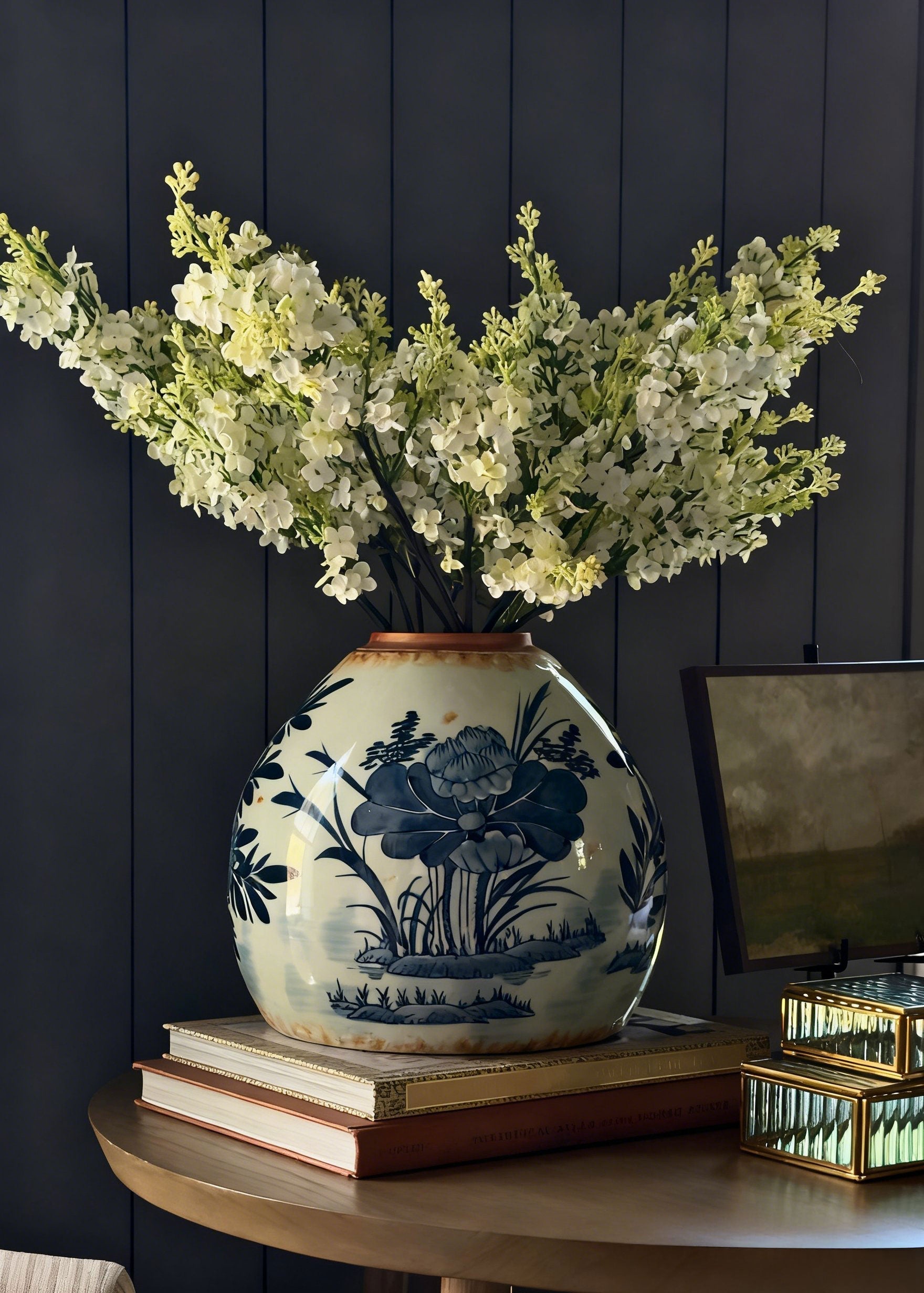 Cream Artificial Blooming Lilac Branch - 30