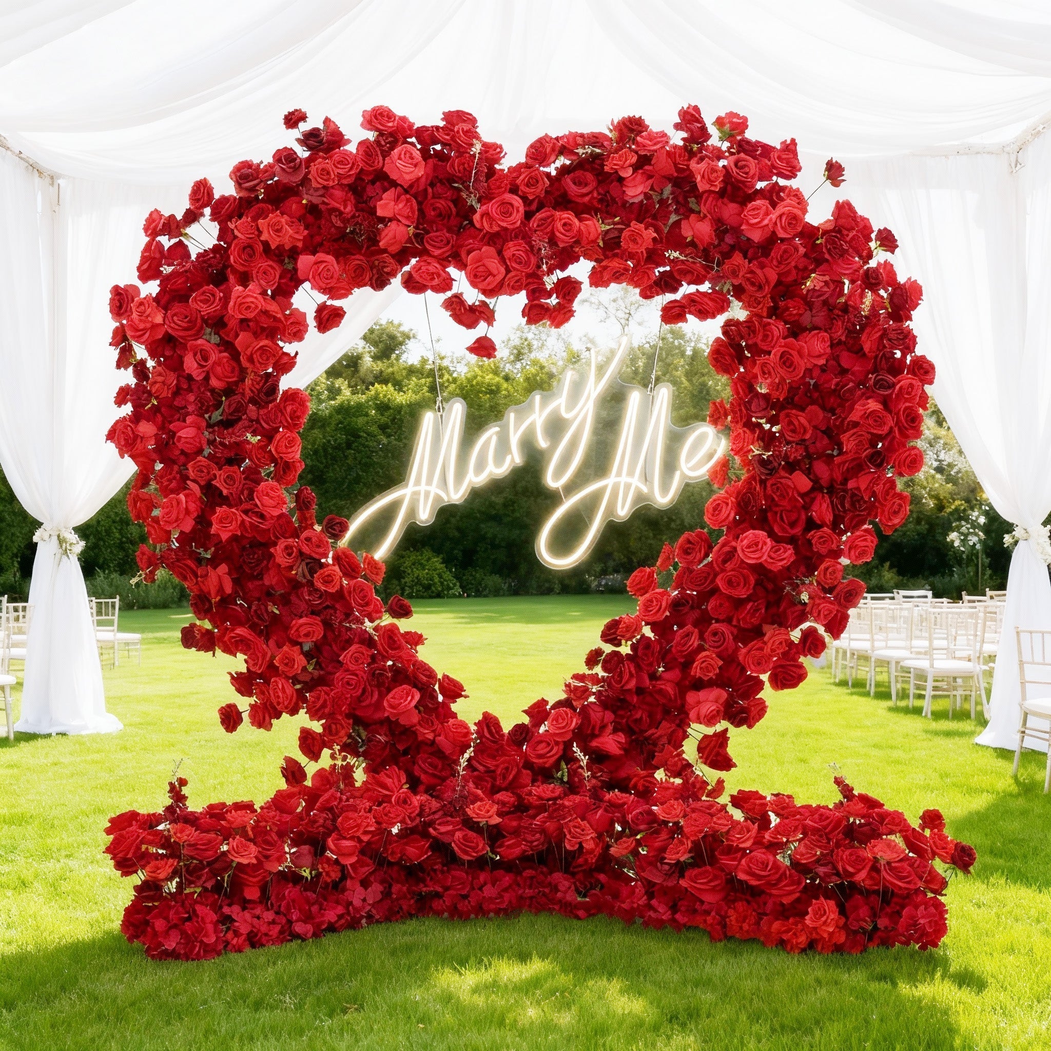 ValarFlowers Red Rose Heart - Shaped Floral Backdrop: A Romantic Proposal & Event Centerpiece-HA-405